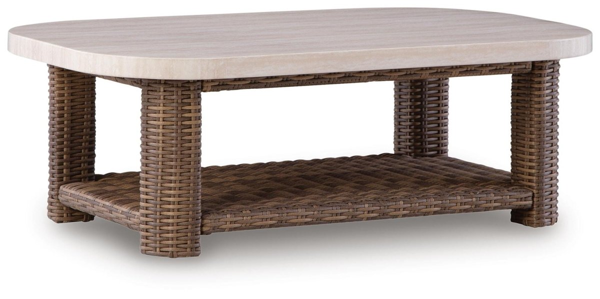 Dolan Creek - Rectangular Cocktail Table - Beige / Brown Coffee Tables by Signature Design by Ashley® - Walls Furniture & Mattress