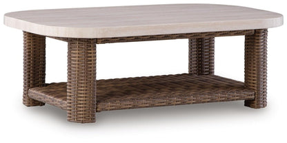 Dolan Creek - Rectangular Cocktail Table - Beige / Brown Coffee Tables by Signature Design by Ashley® - Walls Furniture & Mattress