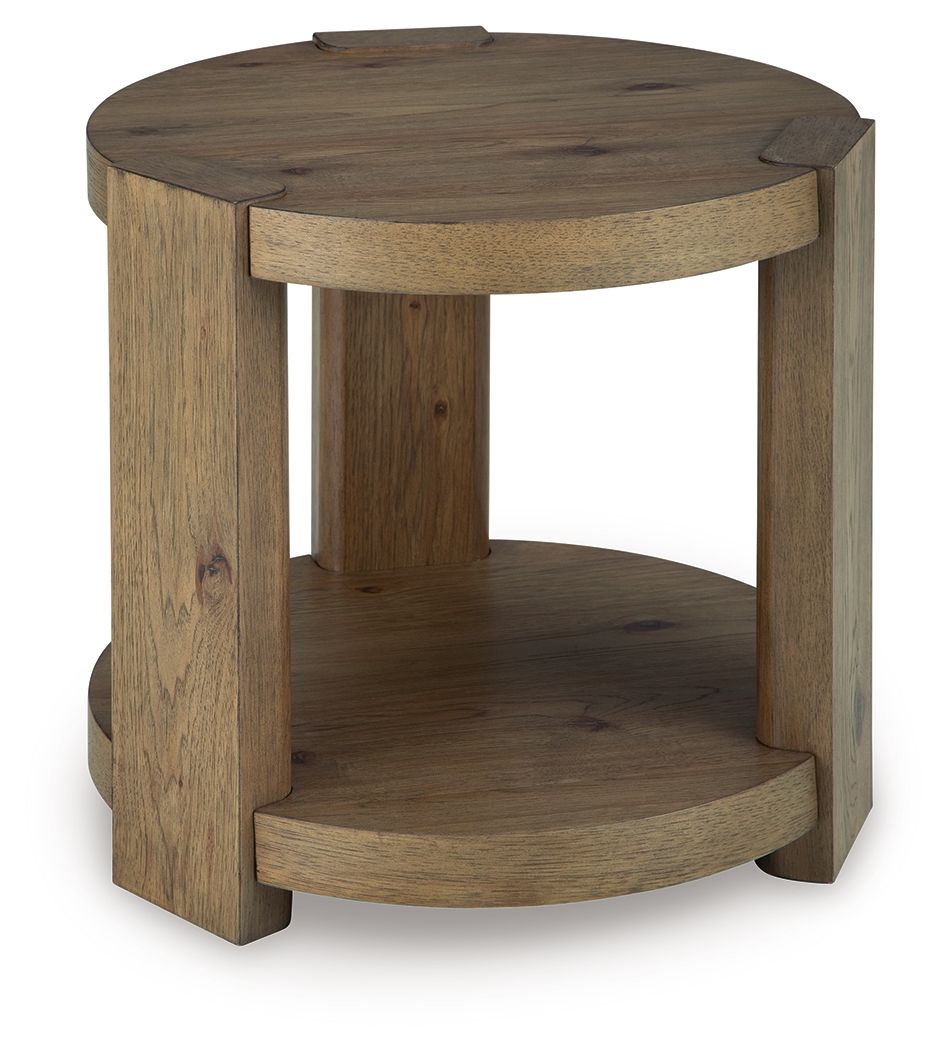 Flangren - Round End Table - Light Brown End Tables by Signature Design by Ashley® - Walls Furniture & Mattress