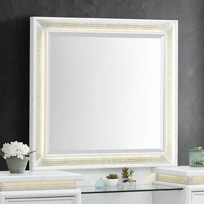 Reflections - Vanity Mirror - Pearl White & Rhinestone Mirrors by Liberty Furniture - Walls Furniture & Mattress