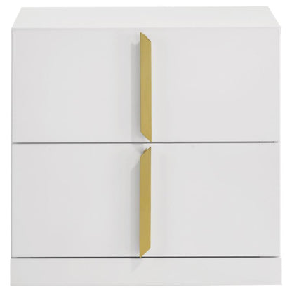 Ines - 2 - Drawer Nightstand Bedside Table - White High Gloss Accent Nightstands by Coaster Fine Furniture - Walls Furniture & Mattress