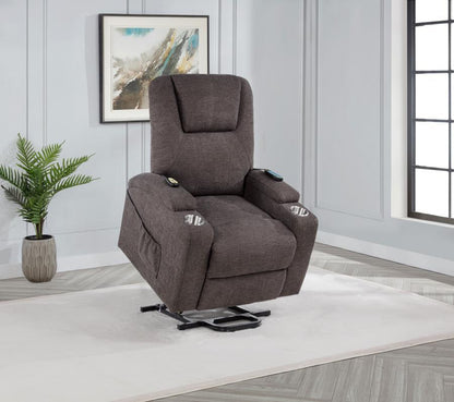 Louie - Chenille Upholstered Power Lift Massage Chair Lift Chairs by Coaster Fine Furniture - Walls Furniture & Mattress
