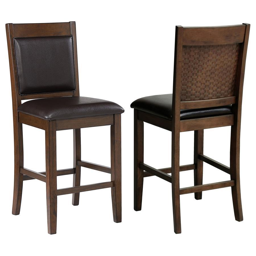 Dewey - Upholstered Counter Chair (Set of 2) - Walnut Stool Sets by CoasterEssence - Walls Furniture & Mattress