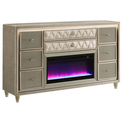 Lorient - 8 - Drawer LED Bedroom Flame Box Dresser Dressers by Coaster Fine Furniture - Walls Furniture & Mattress