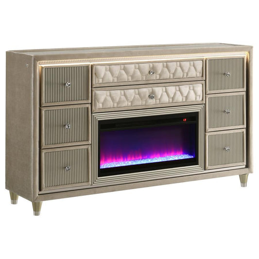 Lorient - 8 - Drawer LED Bedroom Flame Box Dresser Dressers by Coaster Fine Furniture - Walls Furniture & Mattress