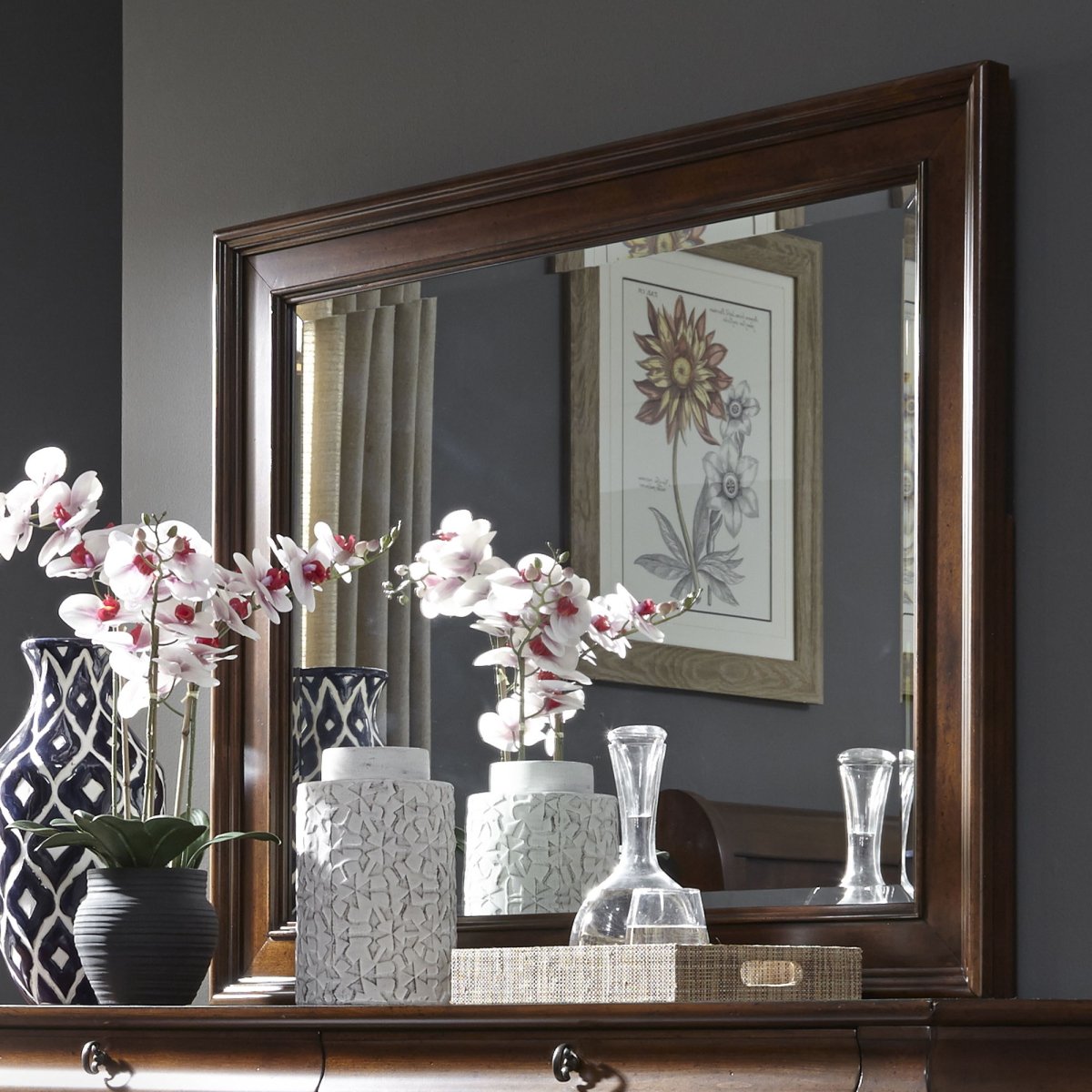 Rustic Traditions - Landscape Mirror - Dark Brown Landscape Mirrors by Liberty Furniture - Walls Furniture & Mattress