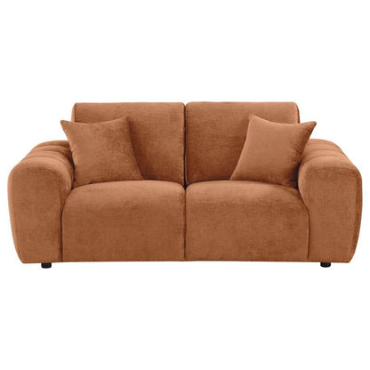 Burnett - Chenille Upholstered Wide Arm Loveseat Stationary Loveseats by Coaster Fine Furniture - Walls Furniture & Mattress