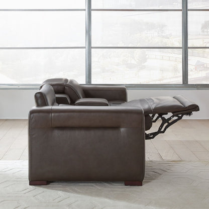 Deacon - 3 Piece Loveseat With Console - Boston Charcoal Leather Reclining Loveseats by Liberty Furniture - Walls Furniture & Mattress