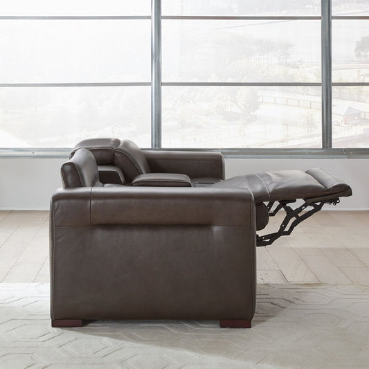 Deacon - 3 Piece Loveseat With Console - Boston Charcoal Leather Reclining Loveseats by Liberty Furniture - Walls Furniture & Mattress