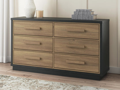 Kozmour - Six Drawer Dresser - Black / Brown Dressers by Signature Design by Ashley® - Walls Furniture & Mattress