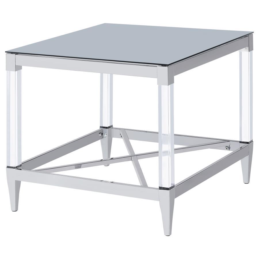 Lindley - Square Tempered Mirror Acrylic Table End Tables by Coaster Fine Furniture - Walls Furniture & Mattress