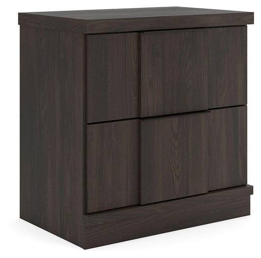 Shaehartin - Two Drawer Night Stand - Dark Brown Nightstands w/ Charging Stations by Signature Design by Ashley® - Walls Furniture & Mattress