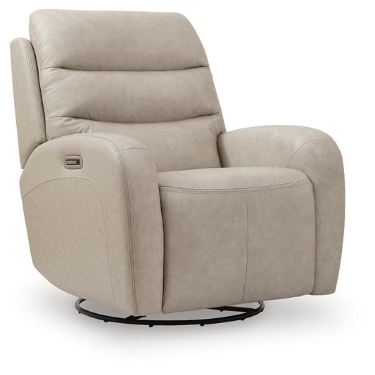 Motion-Max - Swivel Glider Power Recliner - Stonewash Swivel Glider Chairs by Signature Design by Ashley® - Walls Furniture & Mattress