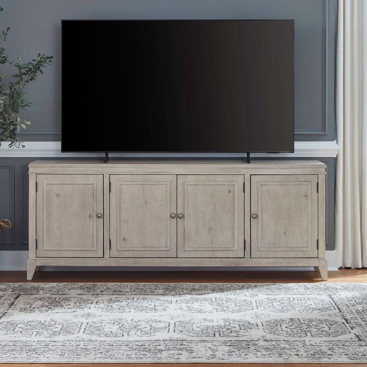 New Haven - 82'' TV Console - Sanctuary White TV Stands by Liberty Furniture - Walls Furniture & Mattress