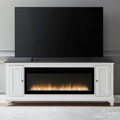 Fireplace TV Consoles - 417 80" Console With Fire FTS - White Fireplace TV Stands by Liberty Furniture - Walls Furniture & Mattress