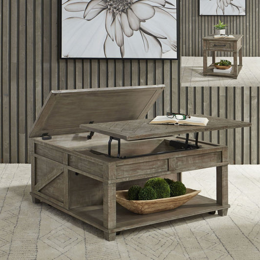 Parkland Falls - 3 Piece Table Set (1 Lift Top Cocktail Table 2 End Tables) - Light Brown Table Sets by Liberty Furniture - Walls Furniture & Mattress