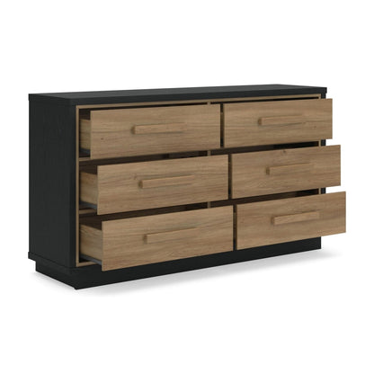 Kozmour - Six Drawer Dresser - Black / Brown Dressers by Signature Design by Ashley® - Walls Furniture & Mattress