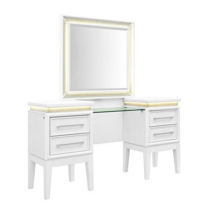 Reflections - Vanity Desk - Pearl White & Rhinestone Vanity Desks by Liberty Furniture - Walls Furniture & Mattress