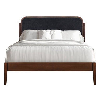 Hawthorne - 5/0 Queen Platform Bed With Chair arcoal Upholstered Headboard - Brown Platform Beds by New Classic - Walls Furniture & Mattress