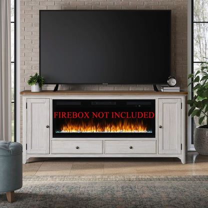 Fireplace TV Consoles - 80" Fireplace TV Console - Brown Fireplace TV Stands by Liberty Furniture - Walls Furniture & Mattress