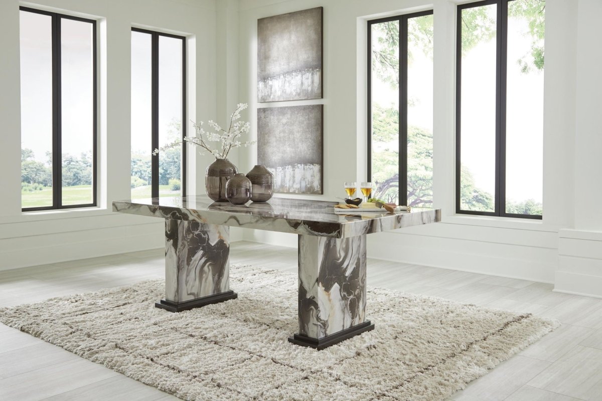 Jeshina - Dining Table - Dark Brown / Beige Dining Tables by Signature Design by Ashley® - Walls Furniture & Mattress