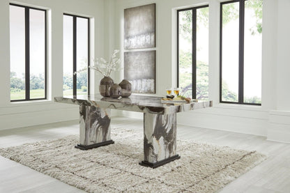 Jeshina - Dining Table - Dark Brown / Beige Dining Tables by Signature Design by Ashley® - Walls Furniture & Mattress