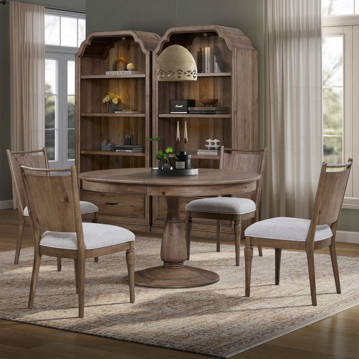 Hickory Grove - 5 Piece Pedestal Table Set - Brown 5 Piece Dining Room Sets by Liberty Furniture - Walls Furniture & Mattress