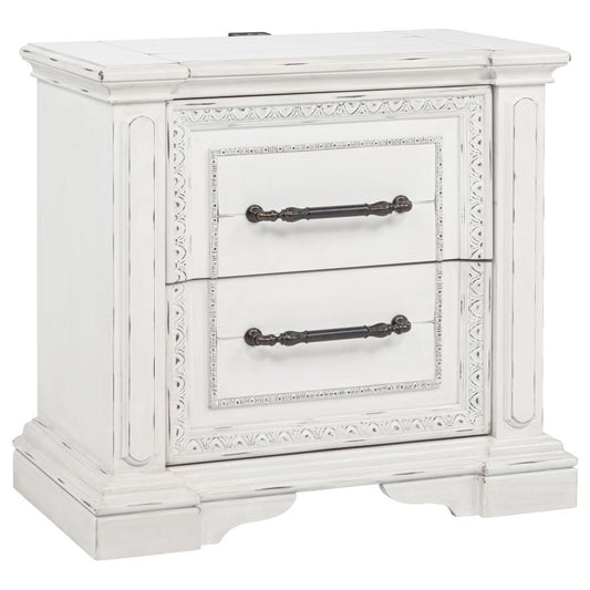 Mckinney - 2 - Drawer Nightstand With Dual USB - Vintage White Nightstands w/ Charging Stations by Coaster Fine Furniture - Walls Furniture & Mattress