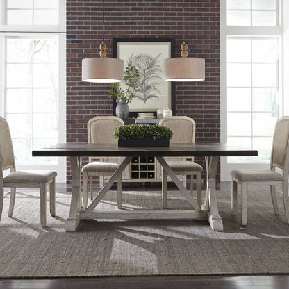 Willowrun - Trestle Table - Rustic White Dining Tables by Liberty Furniture - Walls Furniture & Mattress