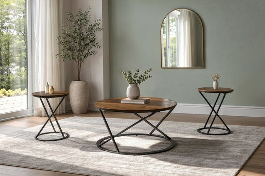 Emery - 3 Piece Occasional Set (1 Coffee & 2 End Tables) - Brown Table Sets by New Classic - Walls Furniture & Mattress