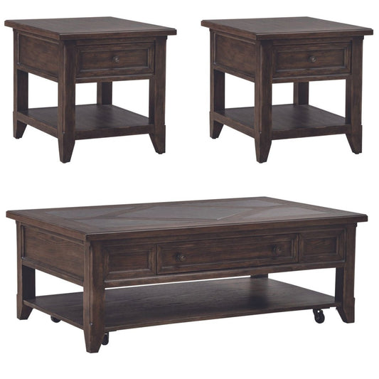 Paradise Valley - 3 Piece Table Set - Dark Brown Table Sets by Liberty Furniture - Walls Furniture & Mattress