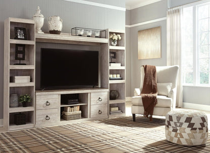 Willowton - 4-Piece Entertainment Center - Whitewash Entertainment Centers by Signature Design by Ashley® - Walls Furniture & Mattress