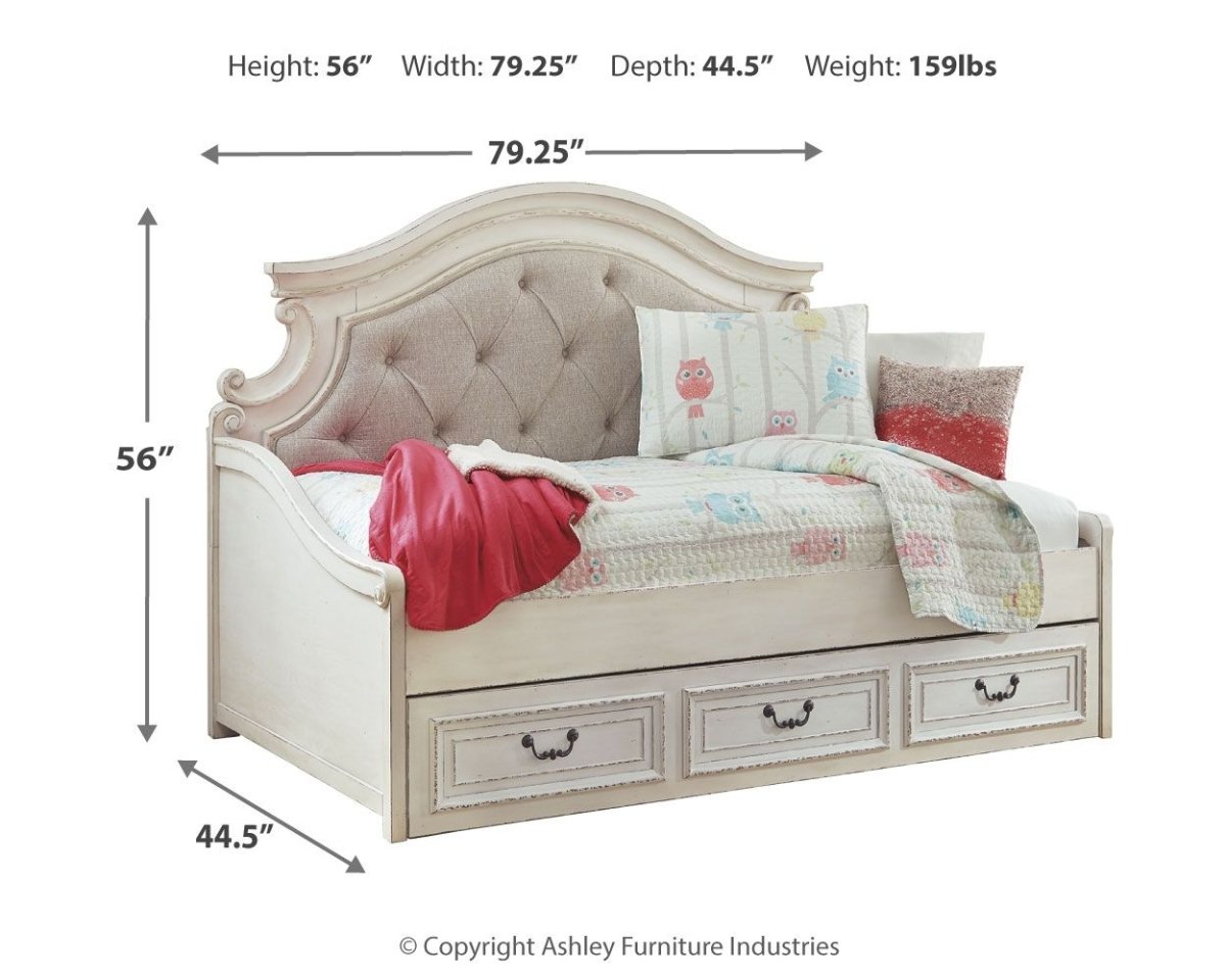 Realyn - Twin Day Bed With Storage - Chipped White Daybeds by Signature Design by Ashley® - Walls Furniture & Mattress