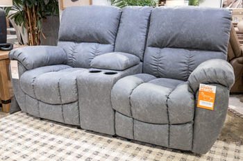 Bakerstein - Power Recline Loveseat/Console/Adjustable Headrest - Galaxy Reclining Loveseats by Signature Design by Ashley® - Walls Furniture & Mattress