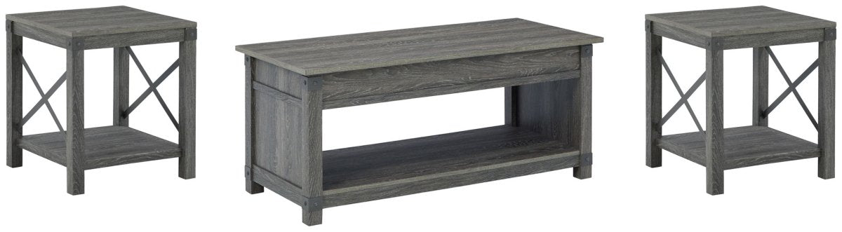 Freedan - 3 Pc. - Coffee Table, 2 End Tables - Grayish Brown Table Sets by Signature Design by Ashley® - Walls Furniture & Mattress