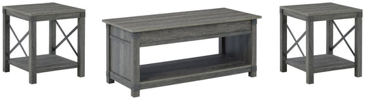 Freedan - 3 Pc. - Coffee Table, 2 End Tables - Grayish Brown Table Sets by Signature Design by Ashley® - Walls Furniture & Mattress
