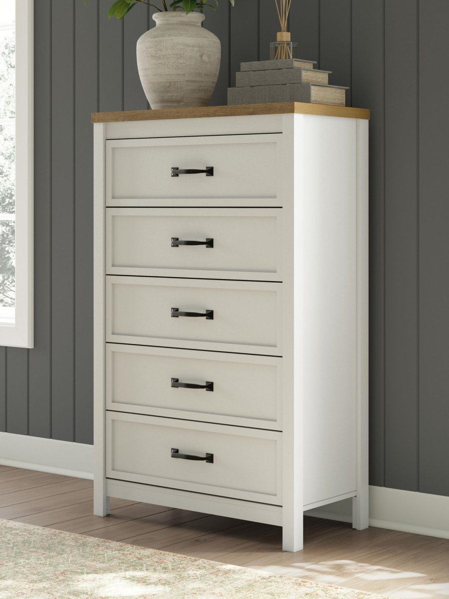 Kerisden - Five Drawer Chest - White / Brown Accent Chests by Signature Design by Ashley® - Walls Furniture & Mattress