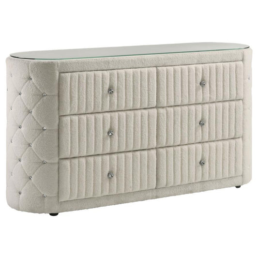 Sonya - 6 - Drawer Upholstered Bedroom Dresser Dressers by Coaster Fine Furniture - Walls Furniture & Mattress