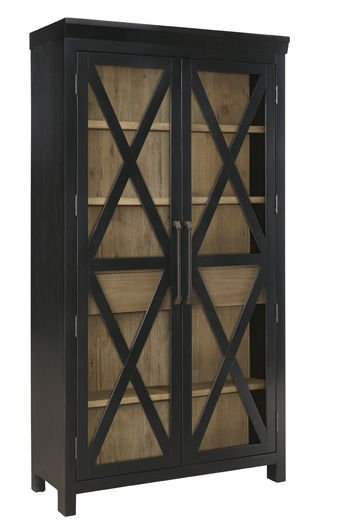 Ridgester - Display Cabinet - Light Brown / Black Display Cabinets by Benchcraft® - Walls Furniture & Mattress