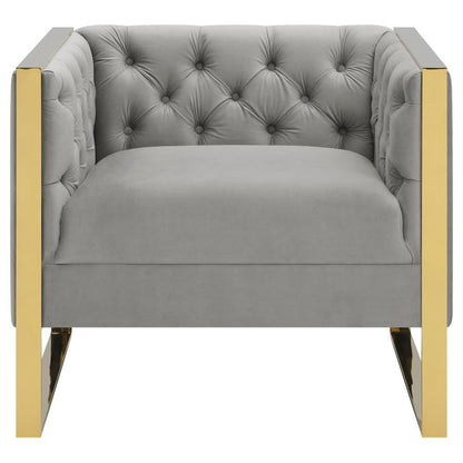 Eastbrook - Velvet Upholstered Tufted Accent Chair - Gray Arm Chairs by CoasterElevations - Walls Furniture & Mattress