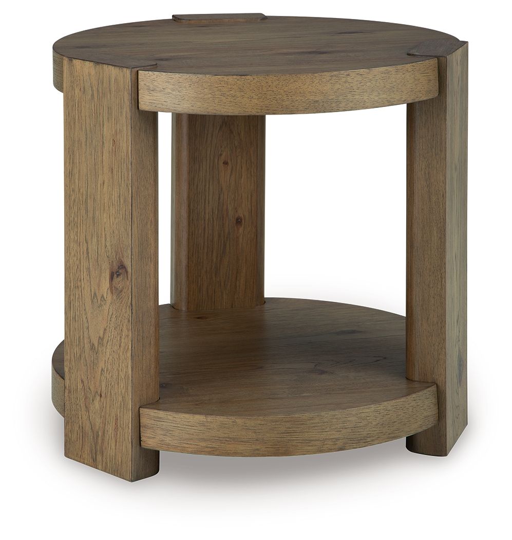 Flangren - Round End Table - Light Brown End Tables by Signature Design by Ashley® - Walls Furniture & Mattress