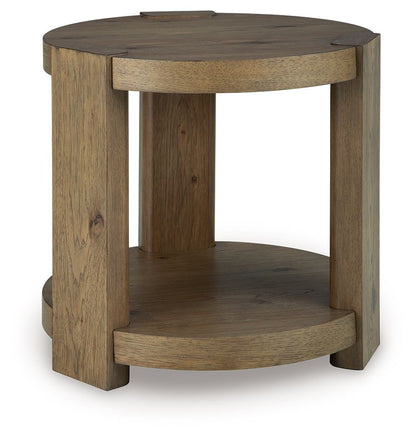 Flangren - Round End Table - Light Brown End Tables by Signature Design by Ashley® - Walls Furniture & Mattress
