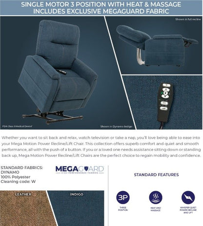 TRIO INVIGORATE Dynamo Heat & Massage Antimicrobial Lift Chair