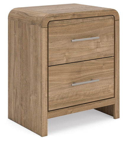 Gramburg - Two Drawer Night Stand - Warm Natural Brown Nightstands w/ Charging Stations by Signature Design by Ashley® - Walls Furniture & Mattress