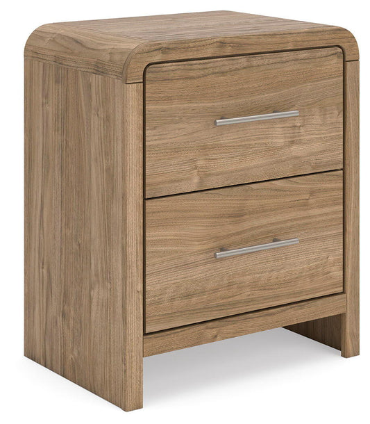 Gramburg - Two Drawer Night Stand - Warm Natural Brown Nightstands w/ Charging Stations by Signature Design by Ashley® - Walls Furniture & Mattress