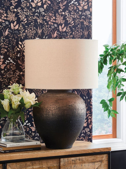Newgerhard - Brown / Black - Metal Table Lamp Table Lamps by Signature Design by Ashley® - Walls Furniture & Mattress