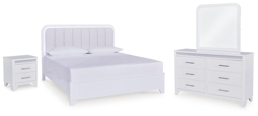 Jarlee - 4 Pc. - King Panel Bed, Dresser, Mirror And Nightstand - White 4 Piece Bedroom Sets by Signature Design by Ashley® - Walls Furniture & Mattress