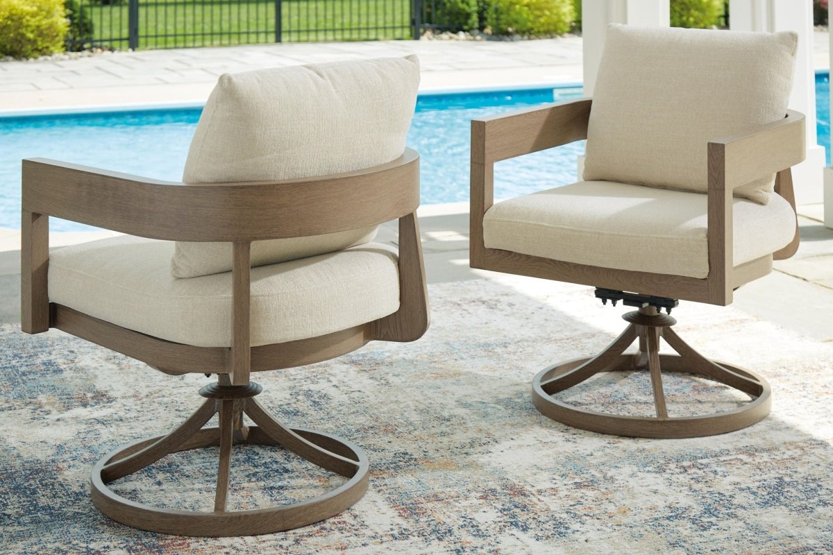 Serene Bay - Swivel Chair With Cushion (Set of 2) - Dark Brown / White Chair Sets by Signature Design by Ashley® - Walls Furniture & Mattress
