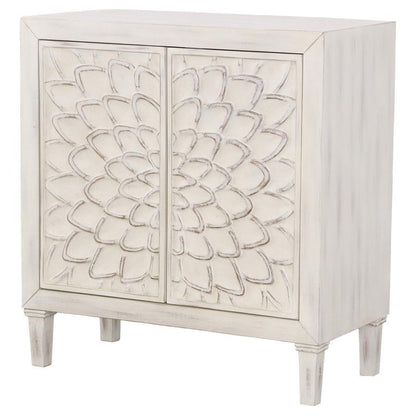 Clarkia - Accent Cabinet With Floral Carved Door - White Accent Cabinets by CoasterElevations - Walls Furniture & Mattress