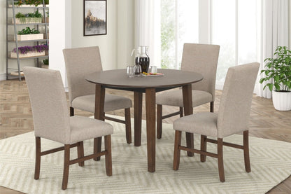 Hargrove - 5 Piece Set (42" Round Dining Table & 4 Chairs) - Brown / Beige 5 Piece Dining Room Sets by New Classic - Walls Furniture & Mattress